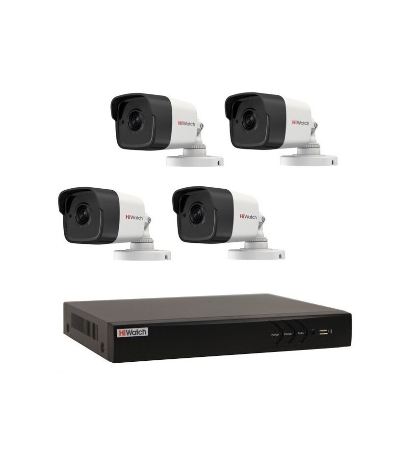 Комплект видеонаблюдения HiWatch IP KIT-4/29 на 4 камеры 2Mp PoE, фото 1