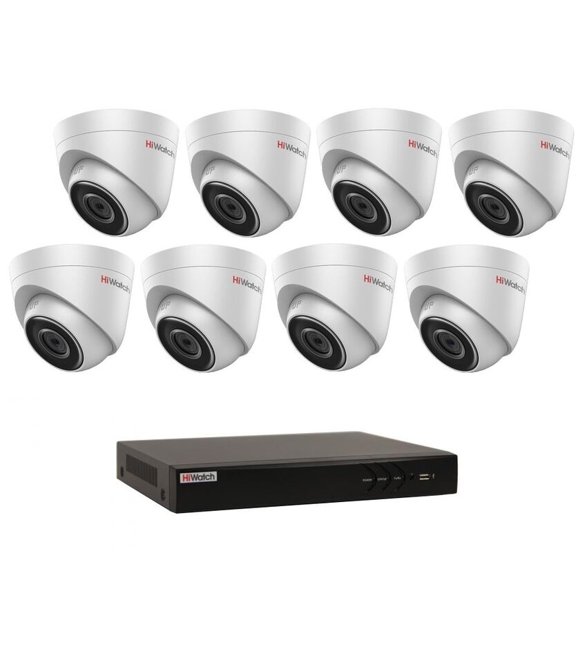 Комплект видеонаблюдения HiWatch IP KIT-8/34 на 8 камер 2Mp PoE, фото 1