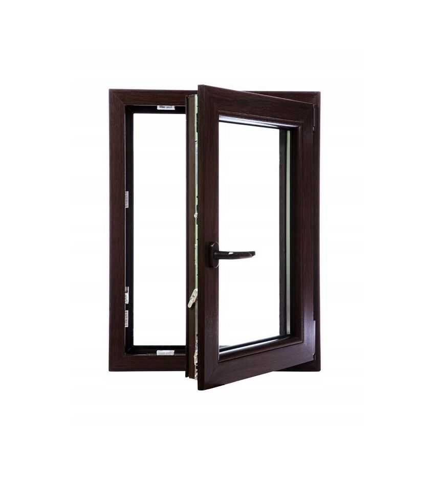 Окно металлоплатиковое (ПВХ) Deceuninck Favorit Space 800x1400 выс. Тёмный дуб/Тёмный дуб, фото 2