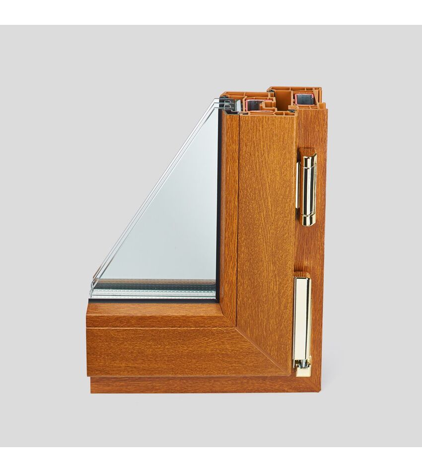 Окно металлоплатиковое (ПВХ) Deceuninck Favorit Space 1400x1900 выс. Золотой дуб/Золотой дуб, фото 2