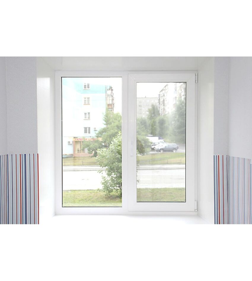 Окно металлоплатиковое (ПВХ) Rehau Blitz NEW 1300x1400 выс. Золотой дуб/Белый, фото 2