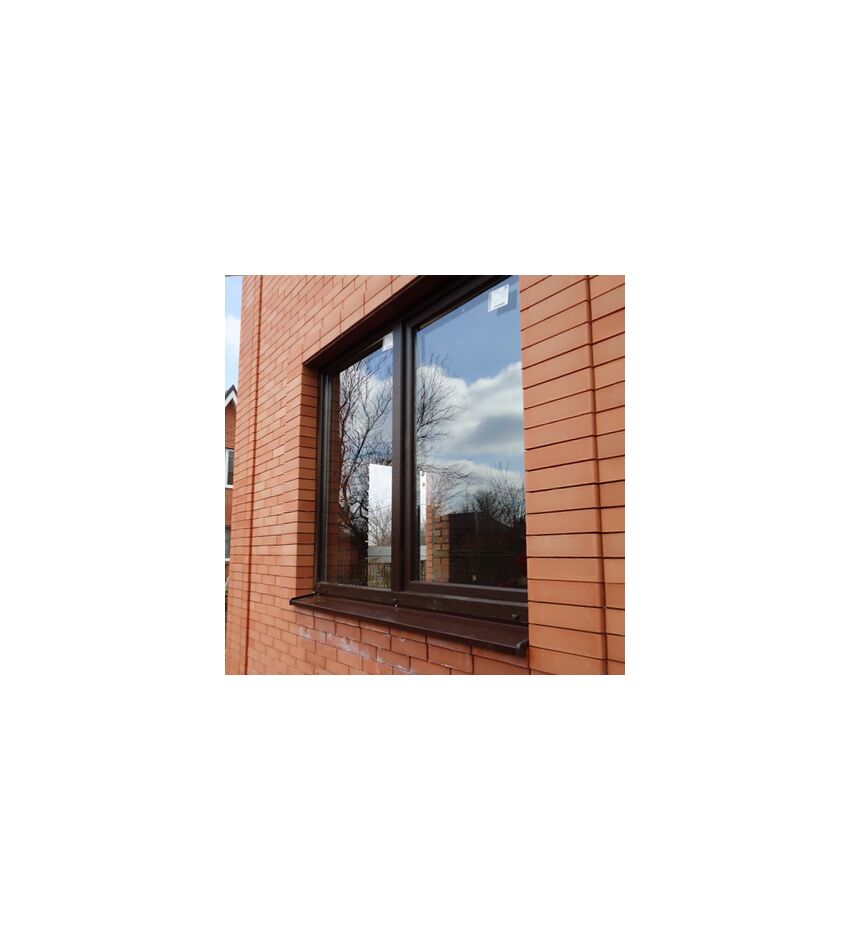 Окно металлоплатиковое (ПВХ) Rehau Blitz NEW 1300x1400 выс. Тёмный дуб/Тёмный дуб, фото 2