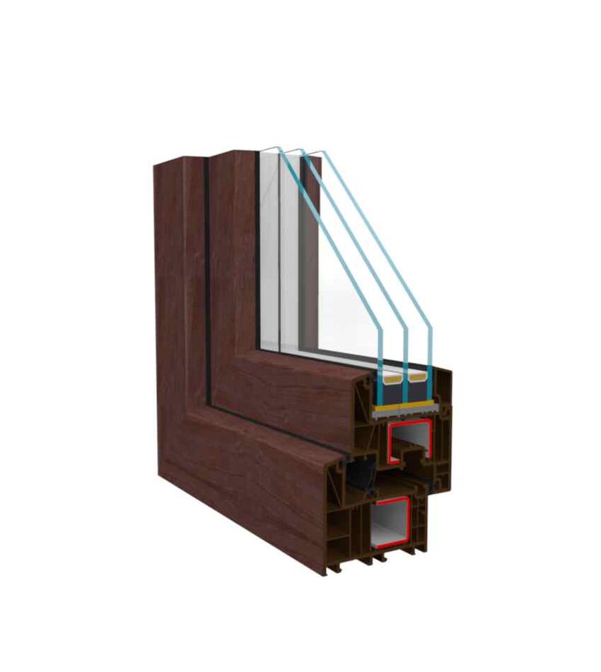 Окно металлоплатиковое (ПВХ) Rehau Grazio 1000x1200 выс. Тёмный дуб/Белый, фото 3
